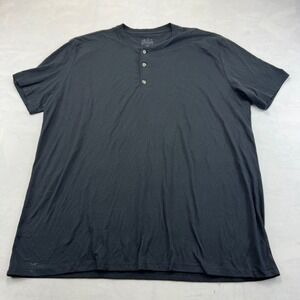 Fresh Clean Tees Henley Shirt Mens 2X Black Short Sleeve Lightweight Summer Tee